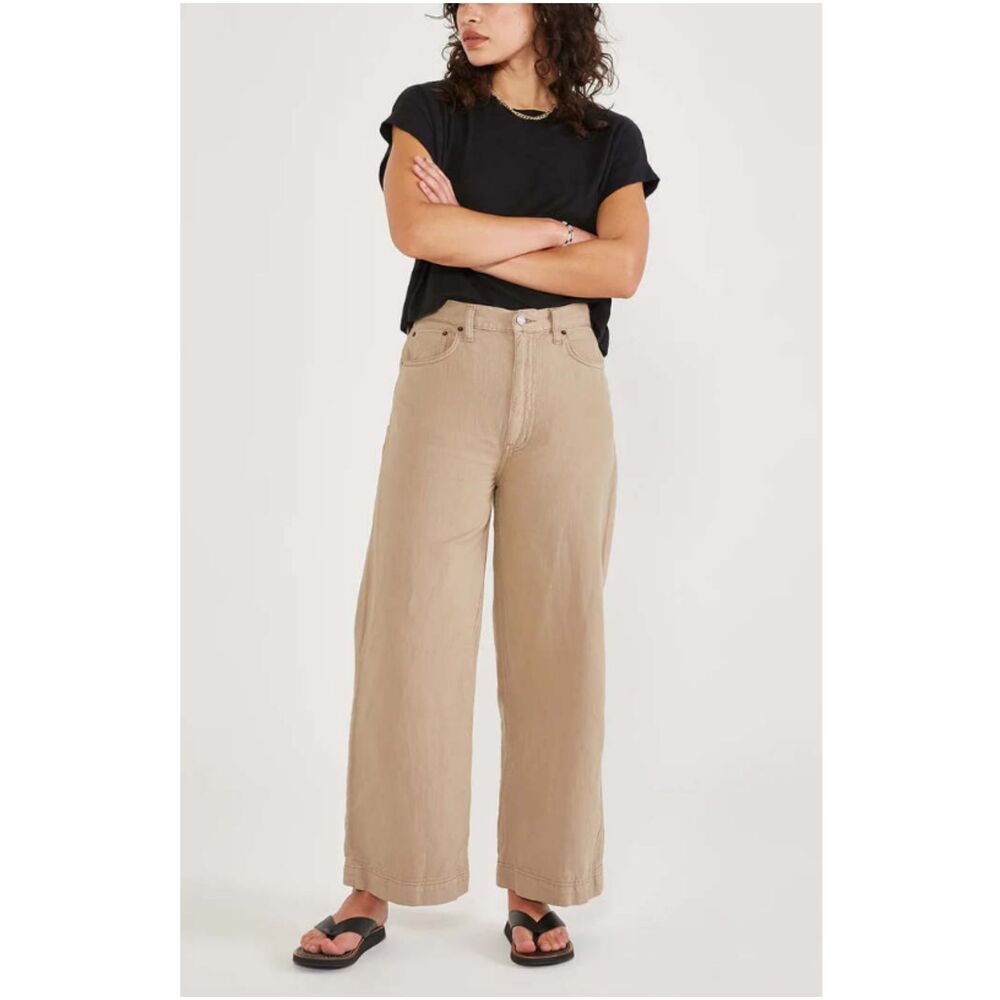 Etica Wide Leg High-Rise Pants in Khaki